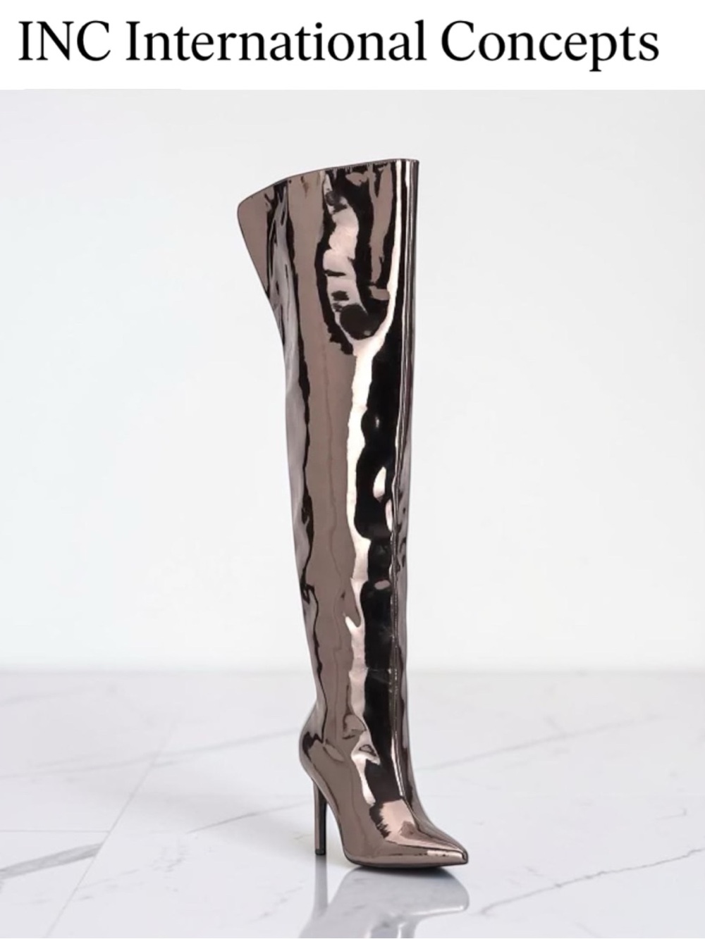 NIB I.N.C. INTERNATIONAL CONCEPTS SEDONA PEWTER METALLIC OTK BOOTS SIZE 5.5